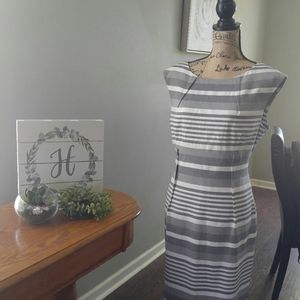 Gray and cream stripe dress